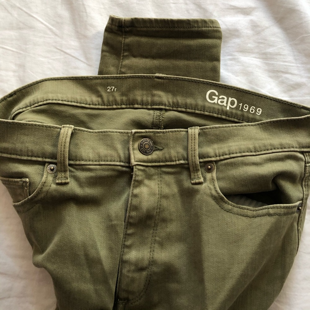 Olive Green GAP True Skinny Jeans, Size 27 Regular